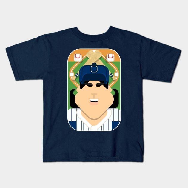 Baseball Blue Pinstripes - Deuce Crackerjack - Amy version Kids T-Shirt by Boxedspapercrafts